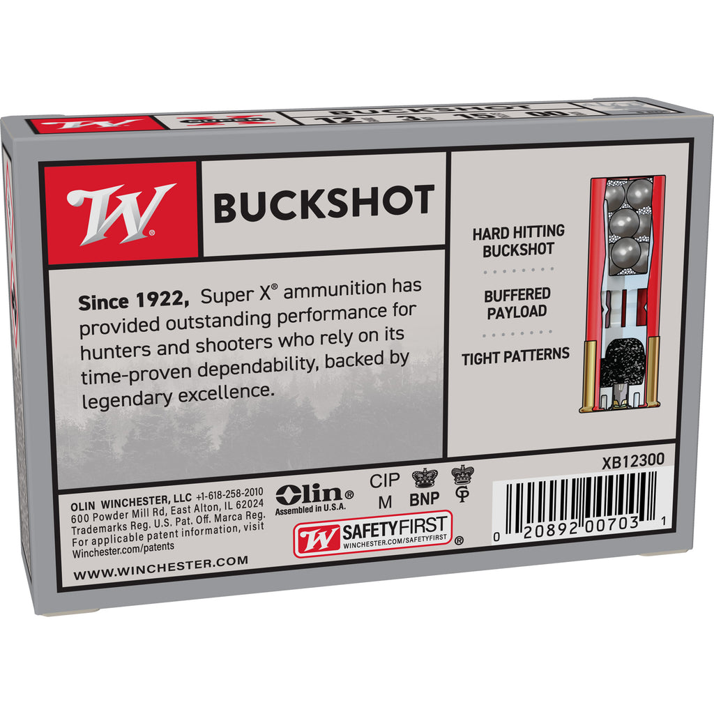 Winchester Ammunition Super-X Power Point 12 Gauge 00 Buckshot – 5 Rounds Per Box, 250 Per Case
