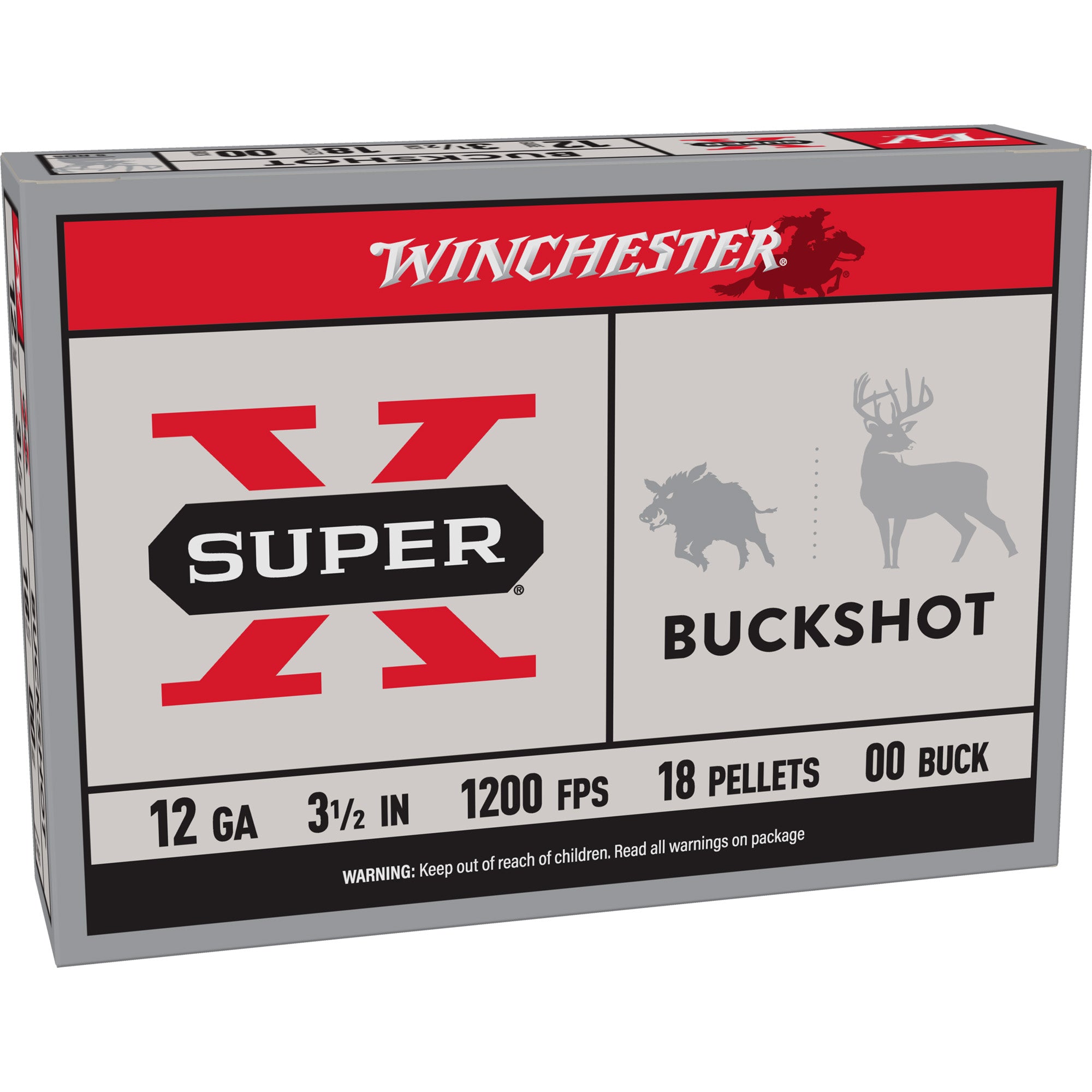 Winchester Ammunition Power Point 12 Gauge 3.5-inch 00 Buckshot Shotshells, 5 Rounds per Box