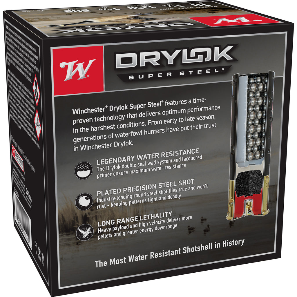 Winchester Ammunition Drylok Super Steel 10 Gauge 3.5 inch BB Steel Shot - 1 5/8 oz - Pack of 25