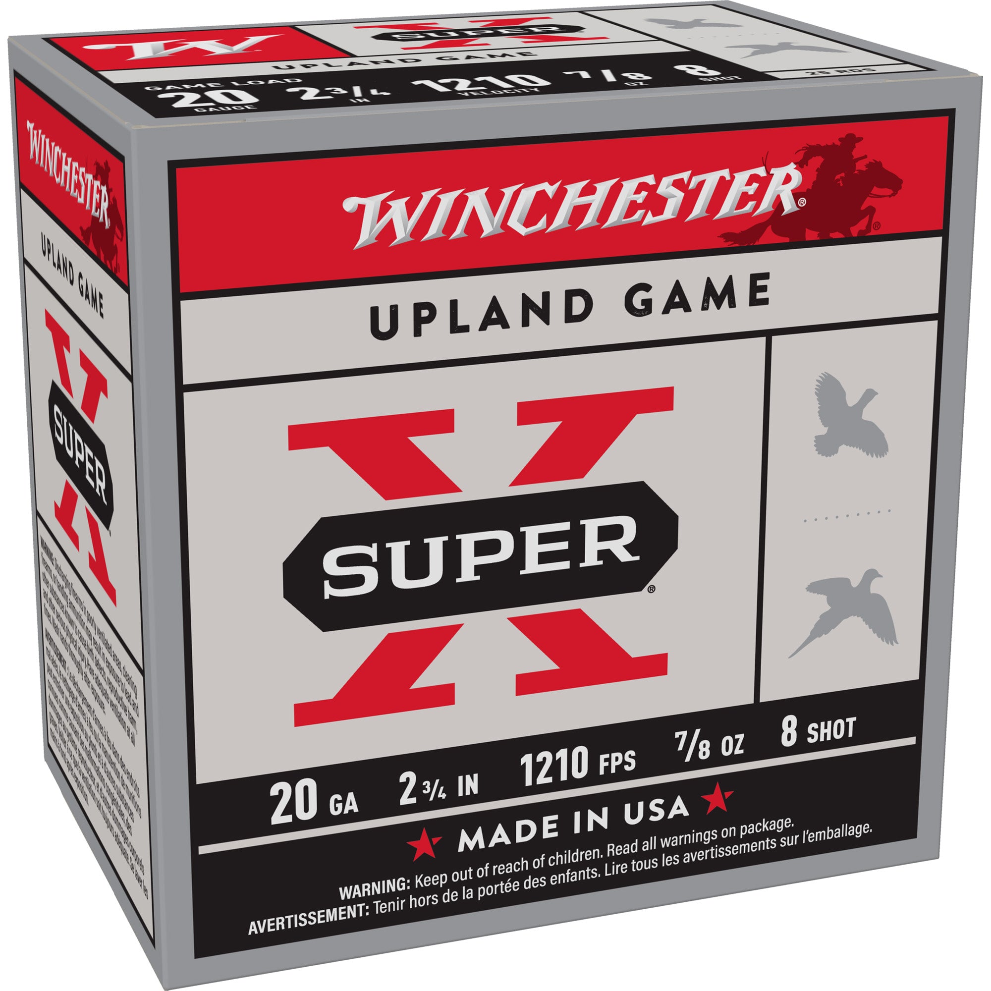 Winchester Ammunition Power Point 20 Gauge Shotshells - 2.75 Inch, #8 Shot, 0.875 oz, 25 Rounds per Box