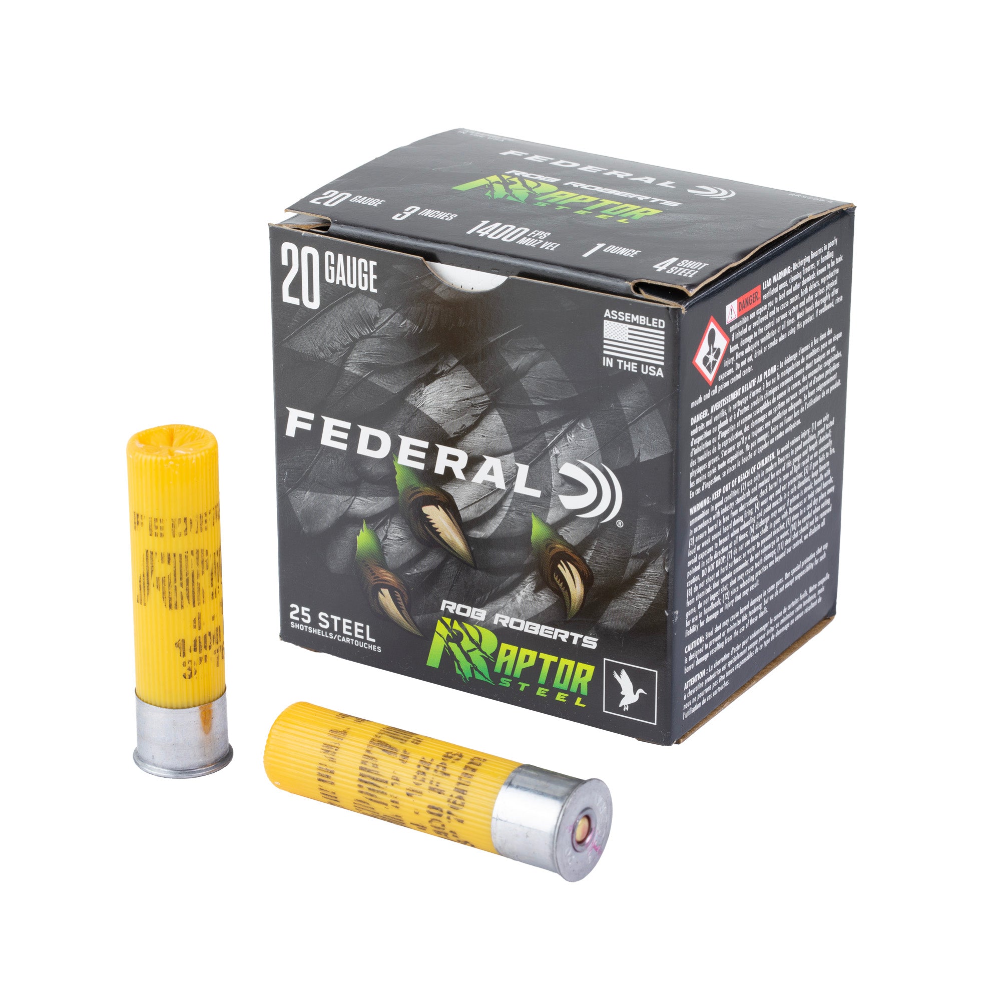 Federal Raptor Steel 20 Gauge 3-inch 1 oz #4 Steel Shot - Optimal Performance for Hunting and Shooting Sports
