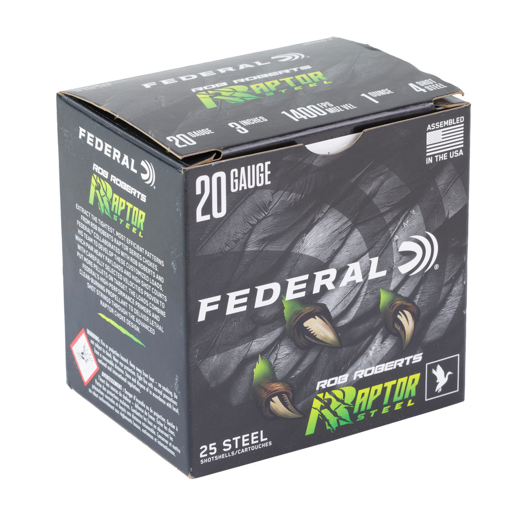 Federal Raptor Steel 20 Gauge 3-inch 1 oz #4 Steel Shot - Optimal Performance for Hunting and Shooting Sports