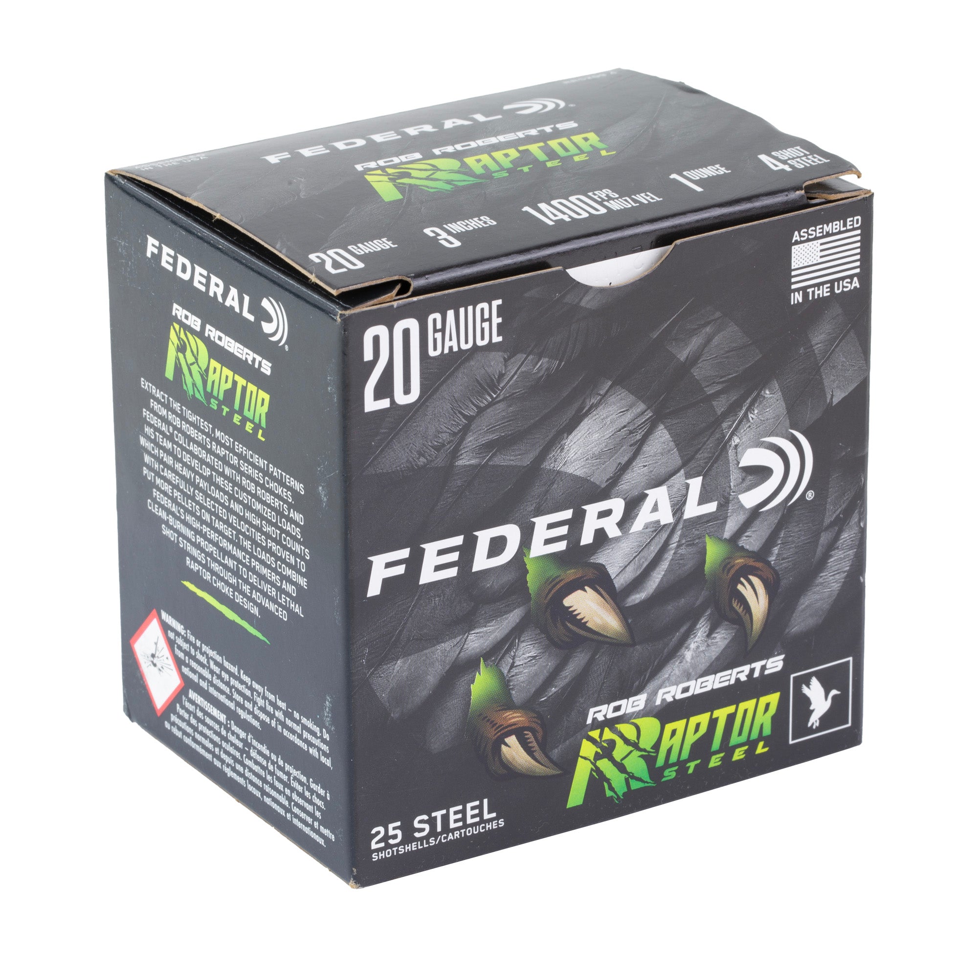 Federal Raptor Steel 20 Gauge 3-inch 1 oz #4 Steel Shot - Optimal Performance for Hunting and Shooting Sports