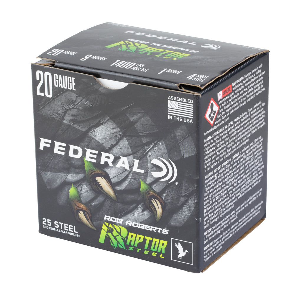 Federal Raptor Steel 20 Gauge 3-inch 1 oz #4 Steel Shot - Optimal Performance for Hunting and Shooting Sports