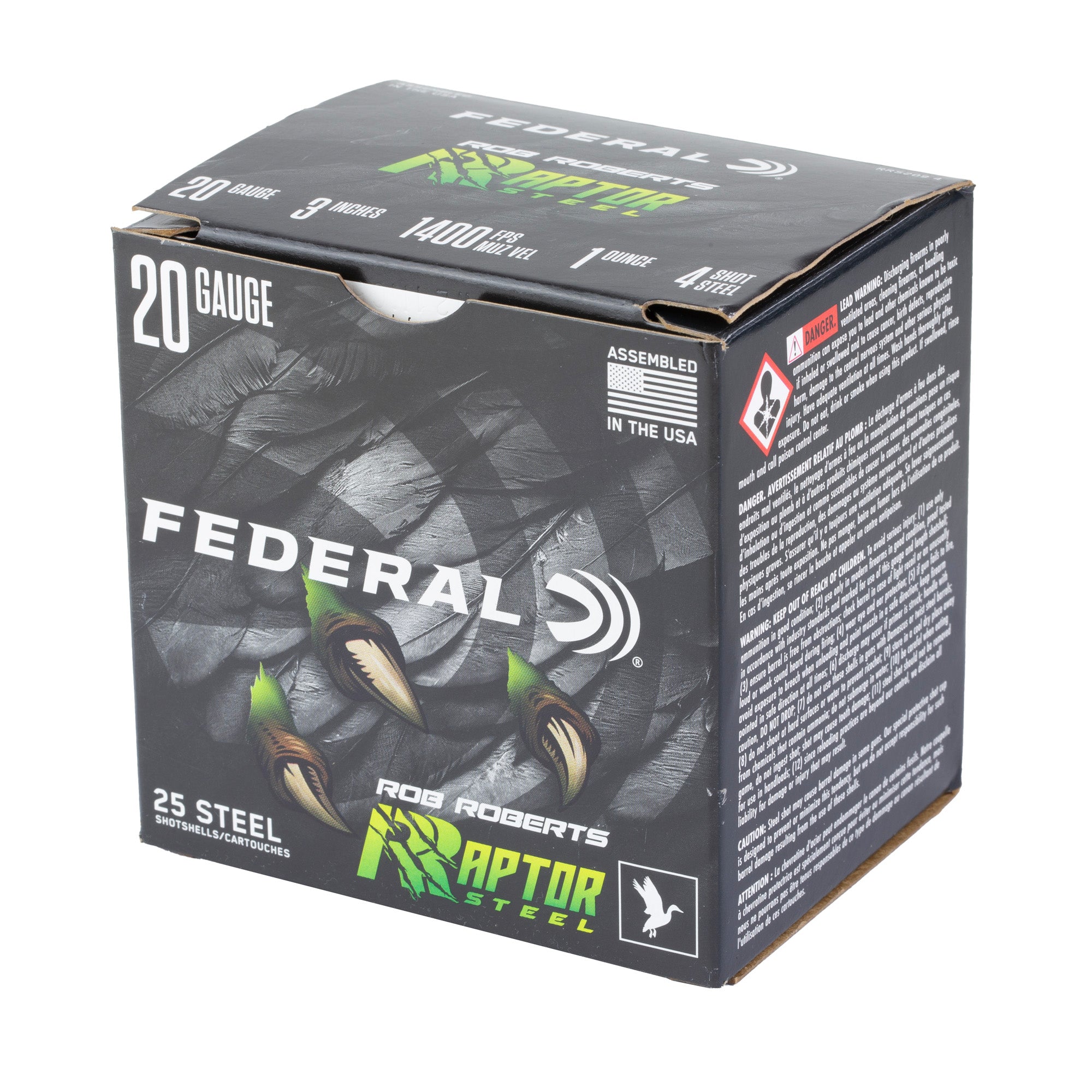 Federal Raptor Steel 20 Gauge 3-inch 1 oz #4 Steel Shot - Optimal Performance for Hunting and Shooting Sports