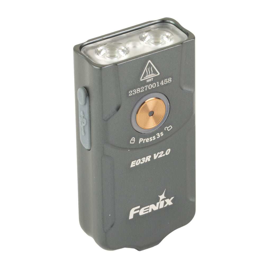 FENIX E03R V2 Rechargeable 500 Lumens Keychain Flashlight in Gray