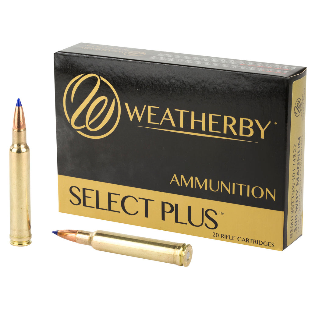 Weatherby Select Plus 300 Weatherby Magnum Tipped Triple Shock X Ammunition, 180 Grain, Box of 20