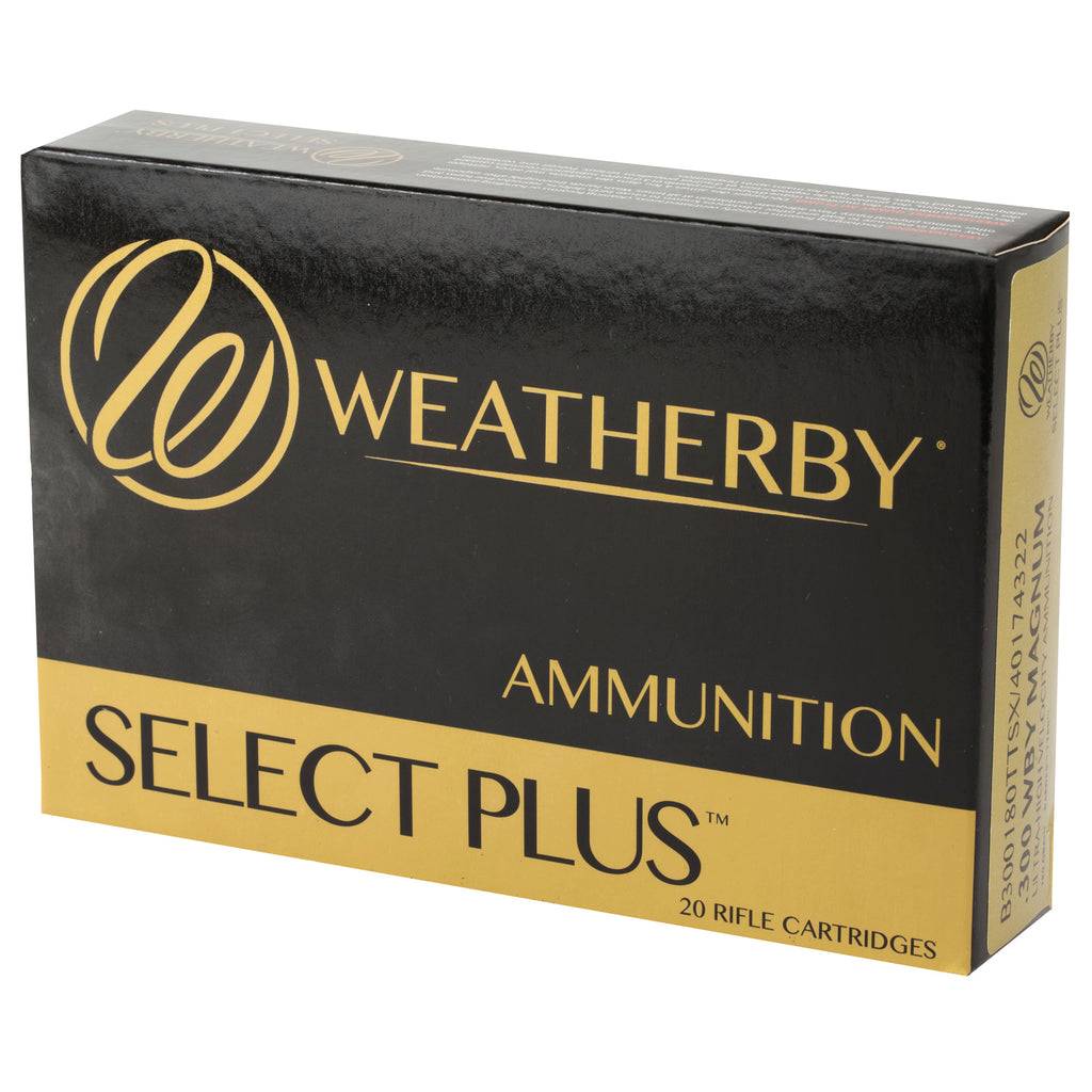 Weatherby Select Plus 300 Weatherby Magnum Tipped Triple Shock X Ammunition, 180 Grain, Box of 20