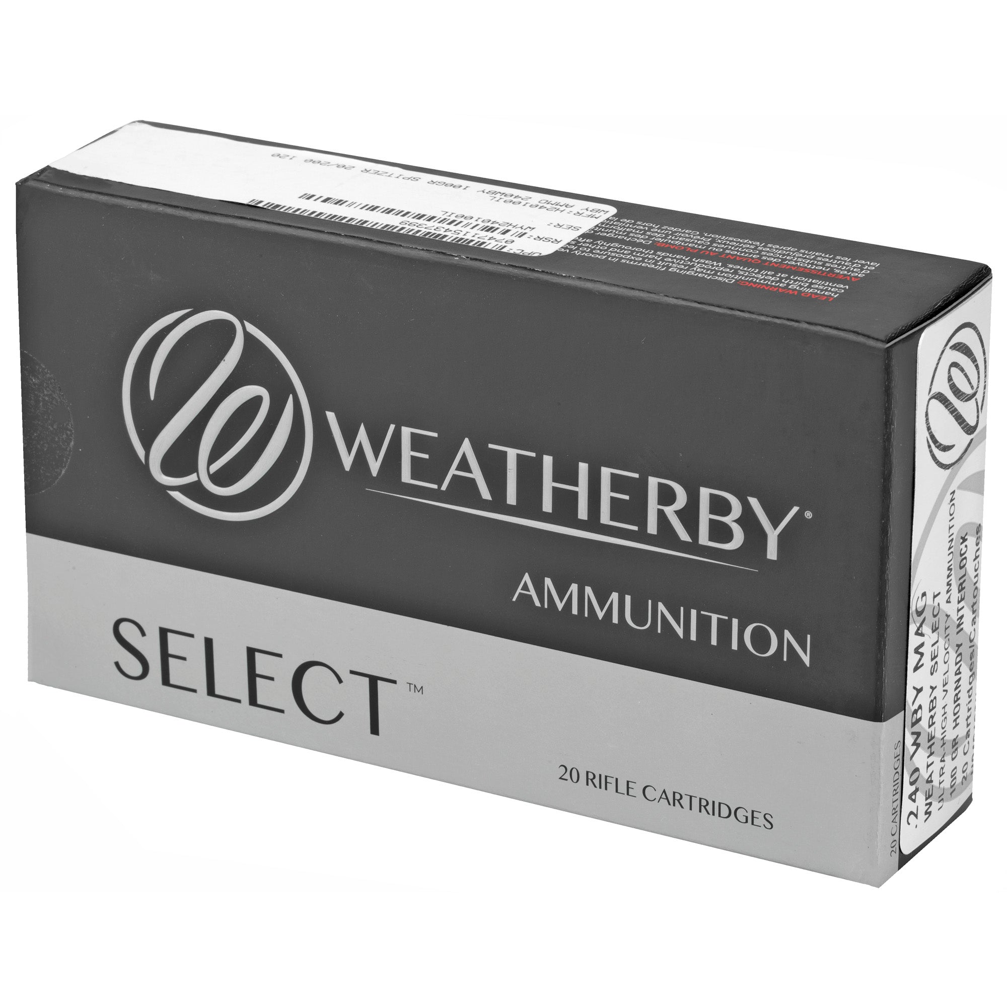 Weatherby 240 Weatherby Magnum 100-Grain InterLock Ammo (20 Rounds per Box, 200 per Case)