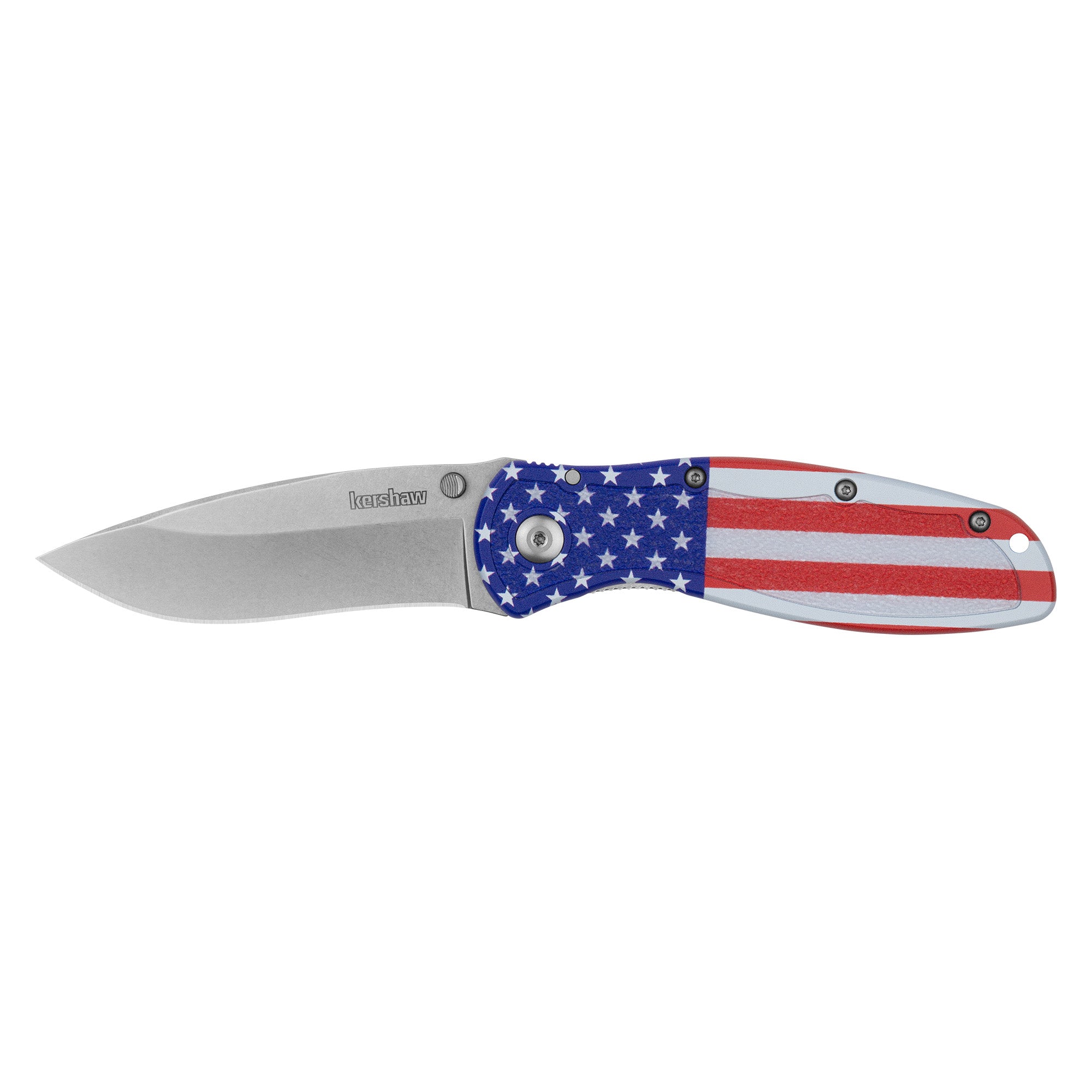 Kershaw Blur USA Flag Folding Knife - 3.4-inch Assisted Opening with 14C28N Blade