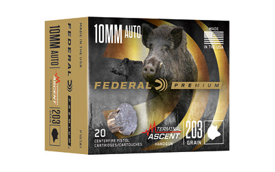 Federal Terminal Ascent 10mm 203-Grain Hollow Point Handgun Ammunition (20 Rounds per Box)