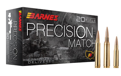 Barnes Precision Match 5.56 NATO 85 Grain Boat Tail Hollow Point Ammunition, 20 Rounds Per Box