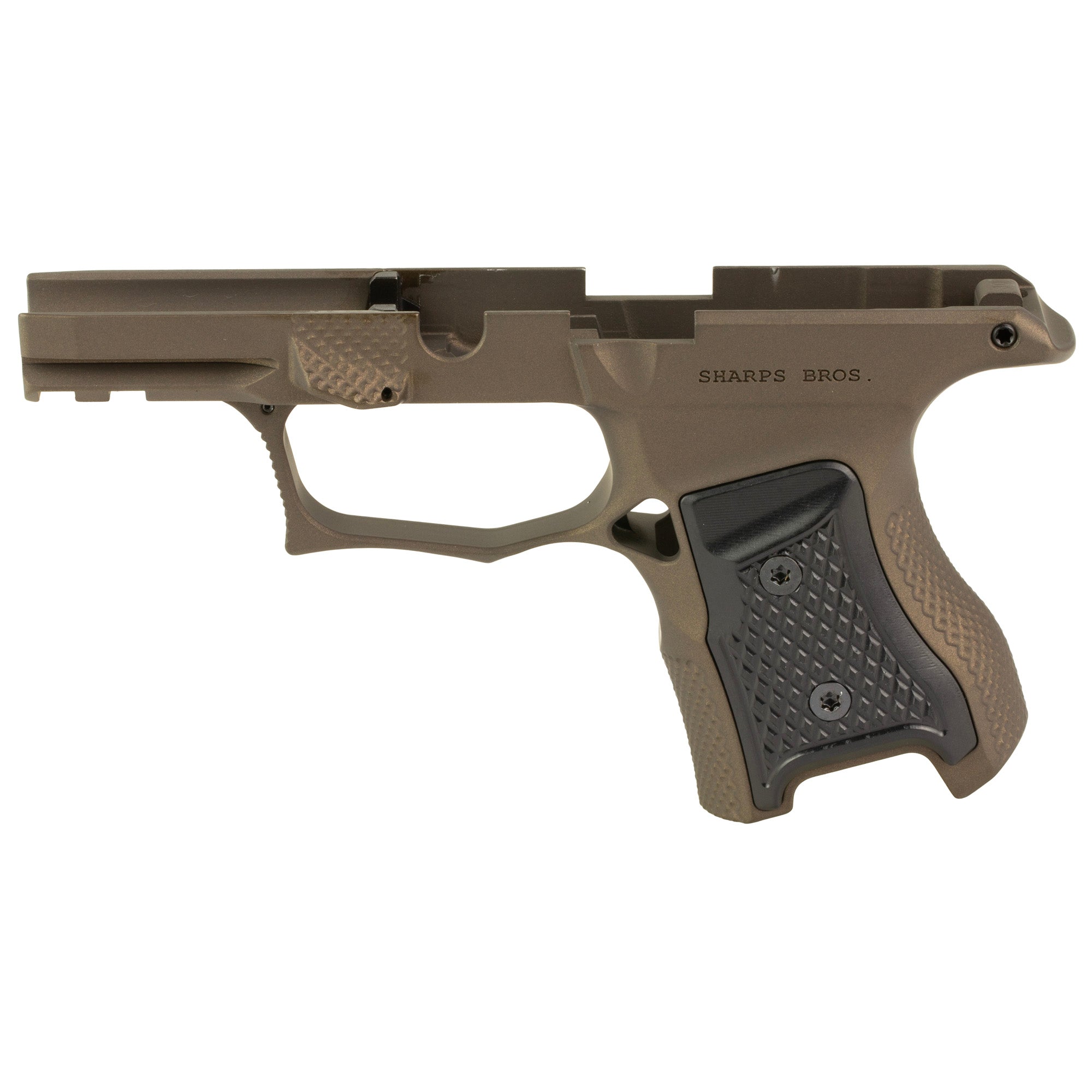 Sharps Bros. Gen 3 P365 Grip Module with Bronze Grip Panels – Black Anodized Aluminum