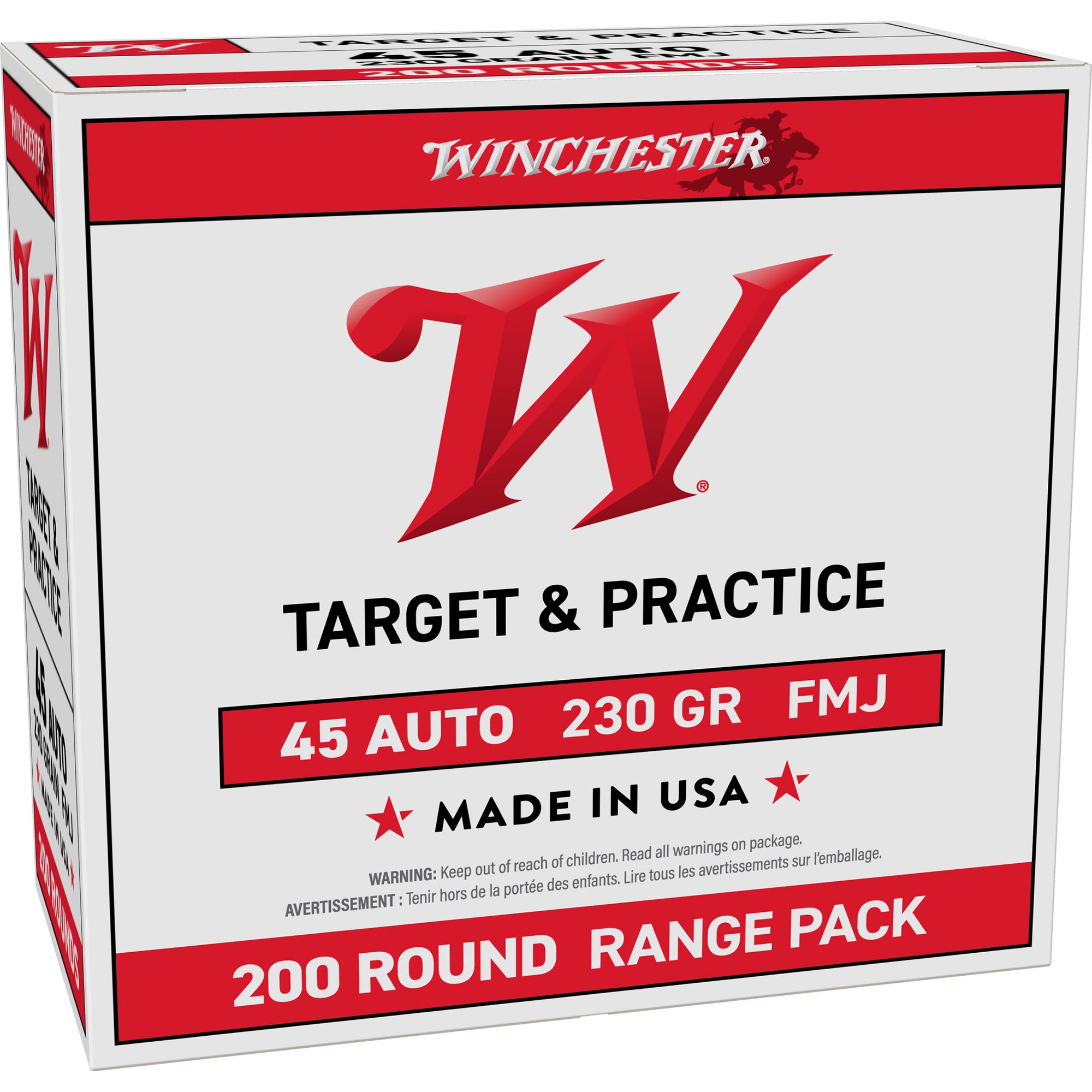 Winchester Ammunition USA Target 45 ACP 230-Grain Full Metal Jacket Ammo - 200 Rounds per Box