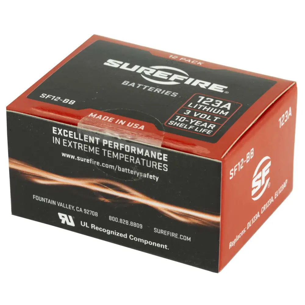 Surefire SF123A 12-Pack CR123A Lithium Batteries for High-Performance Flashlights and Equipment