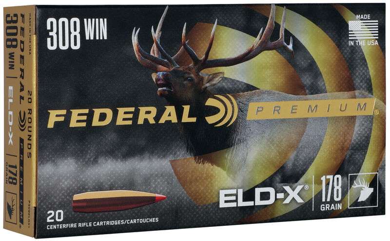 Federal .308 Winchester 178 Grain ELD-X Ammunition - 20 Rounds per Box, 10 Boxes per Case