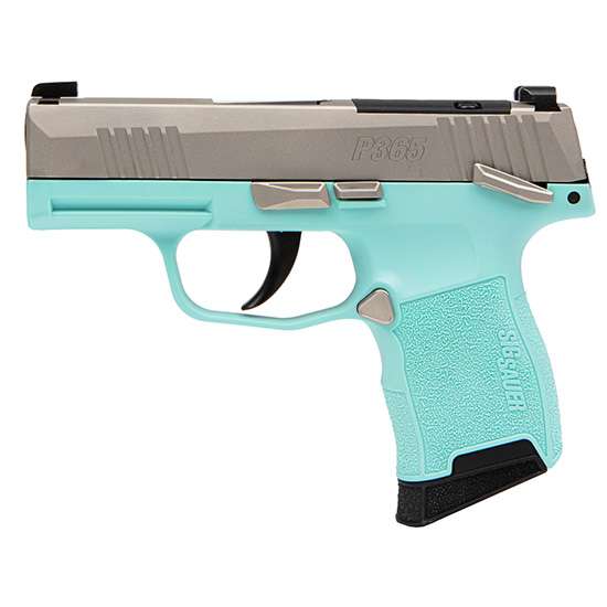 Sig Sauer P365 .380 ACP Nickel and Turquoise Micro-Compact Pistol with 2 Magazines and Optics Ready Features