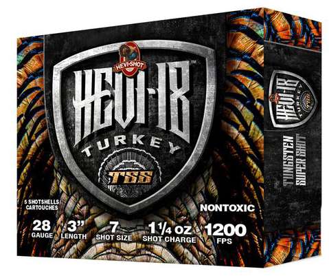 Hevi Shot HEVI-18 TSS Turkey 28 Gauge 3-Inch 1-1/4 Ounce #7 Shot, 5 Rounds per Box