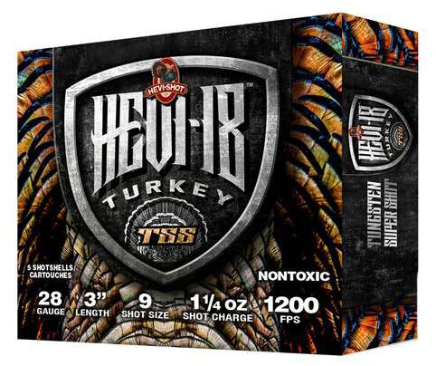 Hevi Shot HEVI-18 TSS Turkey 28 Gauge 3-inch 1-1/4 oz #9 Shot – 5 Rounds per Box, 10 Boxes per Case