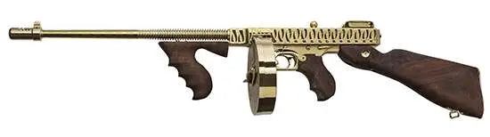 Thompson Deluxe 1927A1 .45 ACP Rifle with Gold Tiger Stripe Finish and Wood Stock