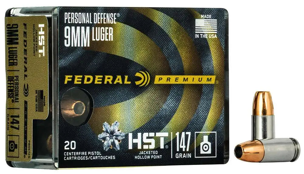 Federal 9mm Luger 147 Grain HST Jacketed Hollow Point Ammunition – Personal Defense Series