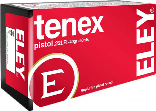 Eley Tenex Pistol .22 LR 40 Grain Lead Solid Ammunition - 50 Rounds Per Box