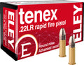Eley Tenex Rapid Fire Pistol .22 Long Rifle Ammunition - 40 Grain Lead Solid, 1085 FPS