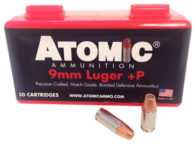 Atomic Ammunition 9mm Luger +P 124-Grain Jacketed Hollow Point Ammo