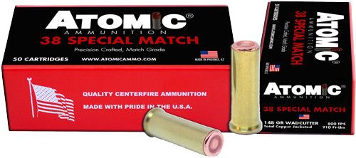 Atomic Ammunition 38 Special Match 148 Grain Lead Hollow Base Wad Cut Ammunition