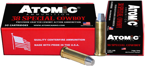 Atomic Ammunition Atomic Cowboy 38 Special 125 Grain Lead Ammo - 700 FPS, Made in USA