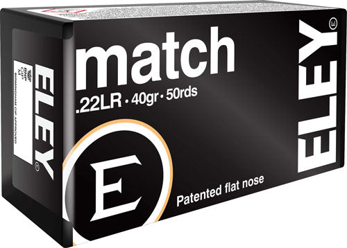 Eley Match 22LR 40 Grain EPS Ammunition - Precision Lead Solid Bullets for Competitive Shooting