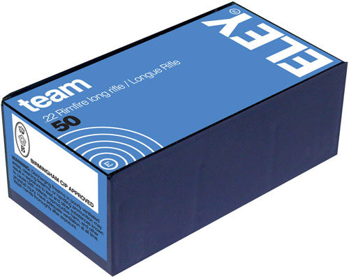ELEY Team .22LR 40 Grain Lead Flat Nose Ammunition - 50 Rounds per Box