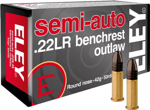 Eley Outlaw Semiauto Benchrest .22 Long Rifle Ammunition - 42 Grain Lead Solid