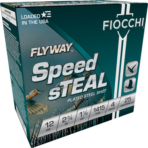 Fiocchi Flyway 12 Gauge 2.75-Inch Shotgun Shells - Non-Toxic #4 Shot, 1-1/8 Oz, 1415 FPS
