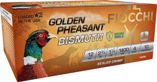 Fiocchi Golden Pheasant 12GA Shotgun Shells - #4 Shot, 1-1/4 oz, 1400 FPS, Bismuth Non-Toxic