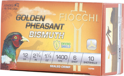 Fiocchi Golden Pheasant 12 Gauge Shotgun Shells - 1-1/4 oz #6 Bismuth Non-Toxic