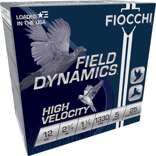 Fiocchi 12 Gauge 2.75-Inch 1-1/4 Ounce #5 Lead Shot Shells - 25 Rounds per Box