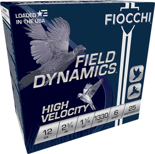 Fiocchi 12 Gauge 2.75-inch High Brass Shotshells - 1-1/4 oz #6 Lead Shot
