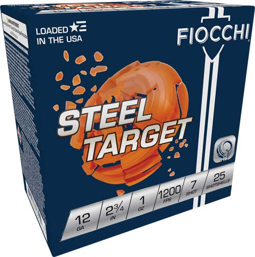 Fiocchi Steel 12 Gauge 2.75-Inch Shotgun Shells - Non-Toxic #7 Shot, 1200 FPS, 25 Rounds per Box