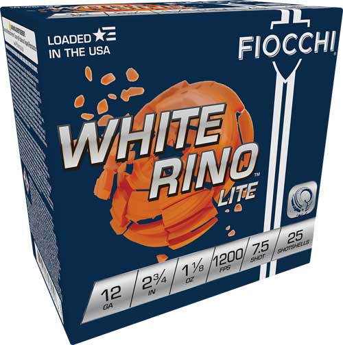 Fiocchi White Rino 12 Gauge 2.75-inch Shotshell, #7.5 Lead Shot