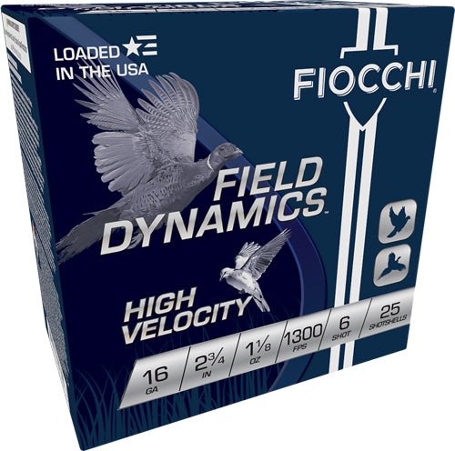 Fiocchi 16 Gauge 2.75-inch Shotshells with #6 Lead Shot - 1300 FPS, 1-1/8 oz, 25 Shells per Box