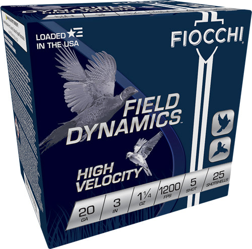 Fiocchi 20 Gauge 3-Inch Shotgun Shells, 1-1/4 Ounce #5 Lead Shot – 25 Rounds per Box