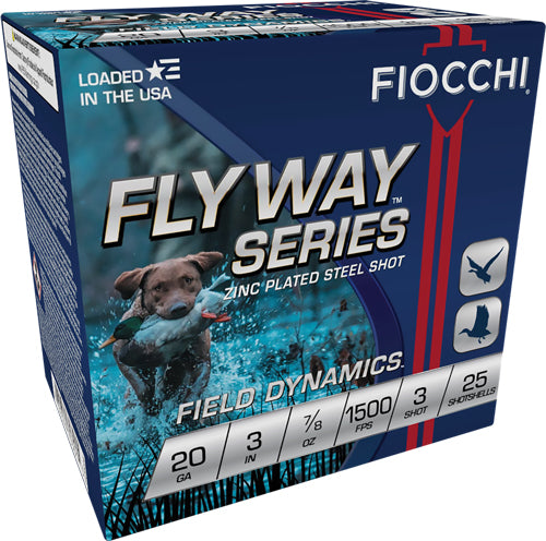 Fiocchi Flyway 20 Gauge 3-Inch Shotshells - 7/8 oz #3 Shot, 1500 FPS, Non-Toxic