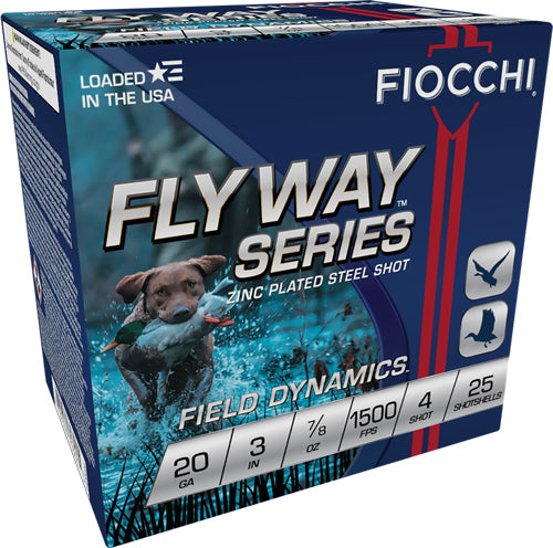 Fiocchi Flyway 20 Gauge 3-Inch Shotshells - 7/8 oz #4 Non-Toxic Shot, 25 Rounds per Box