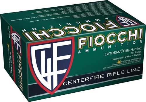 Fiocchi 204 Ruger 32-Grain Polymer Tipped V-Max Ammunition - High Velocity, Reloadable