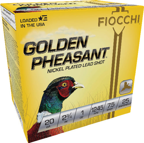 Fiocchi Golden Pheasant 20 Gauge Shotshells - 20GP75 Nickel Plated, 2.75-inch, #7.5 Shot