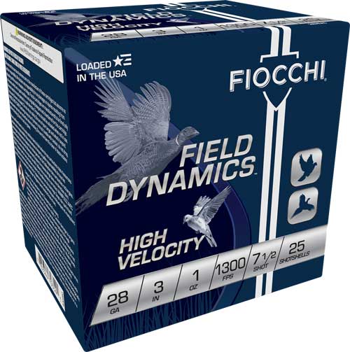 Fiocchi 28 Gauge 3-Inch 1 Ounce #7.5 Lead Shot Ammunition - 25 Rounds per Box