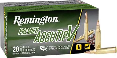 Remington Premier .22-250 Rem Ammo, 50-Grain Polymer Tipped Bullets, Reloadable - 20 Rounds per Box