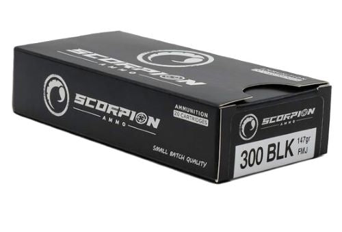 Scorpion Ammo 300B147FMJ-S20 147-Grain Full Metal Jacketed 300 AAC Blackout Ammunition, 20 Rounds per Box