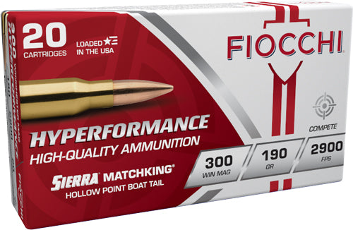 Fiocchi 300 Winchester Magnum 190 Grain Sierra MatchKing HPBT Rifle Ammunition